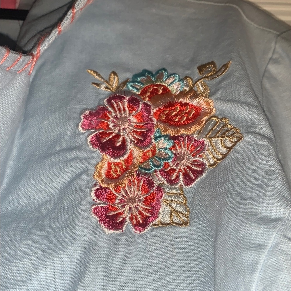 Embroidered Light Blue Women's Jacket - Picture 6 of 10